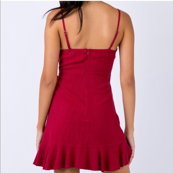 Princess Polly Caedere Mini Dress in Maroon Size 2 New with tag - Picture 5 of 14